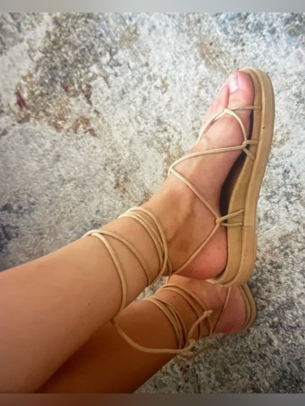 Porte & Paire platform gladiator wrap nude sandals 37 7 6.5